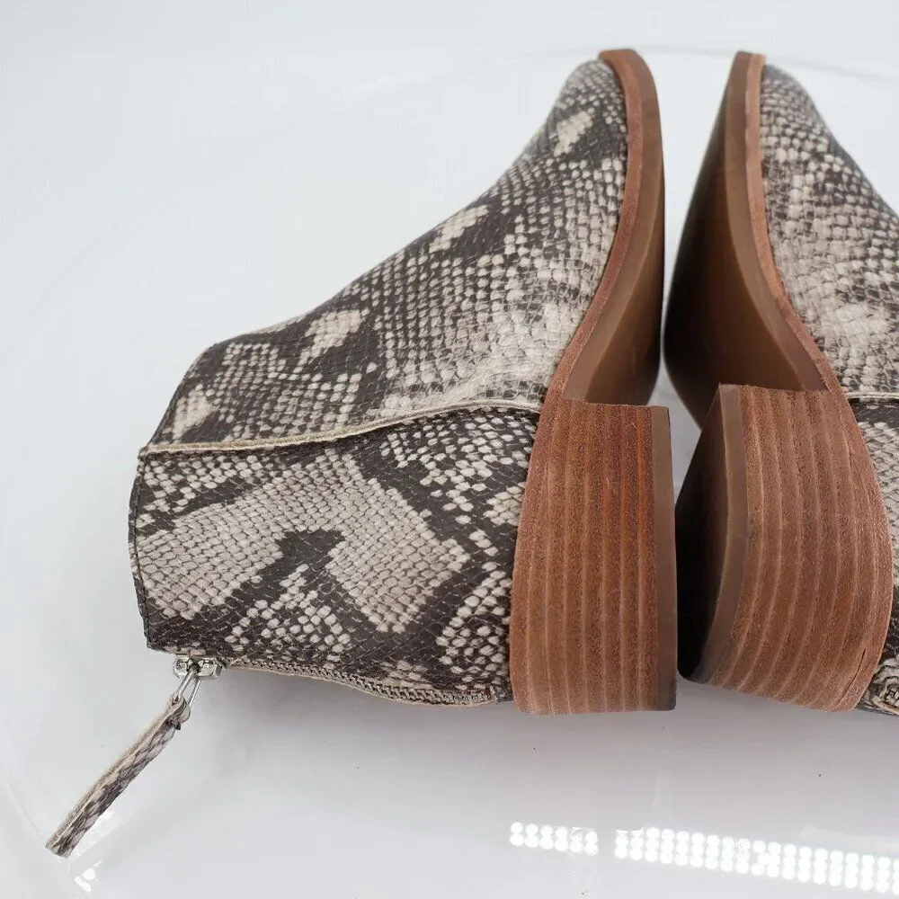 Dolce Vita Women's Tavin Boots Size 7.5 Snake Print Vegan Ankle Low Block Heel